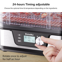 Déshydrateur alimentaire 380W, 5 plateaux, minuterie numérique, contrôle de la température 30-75°C ° Machine de séchage pour viande, fruits, légumes et herbes C Jerky
