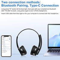 Headset Bluetooth Nirkabel Over Ear dengan Mikrofon Peredam Kebisingan untuk Kerja Jarak Jauh di Kantor