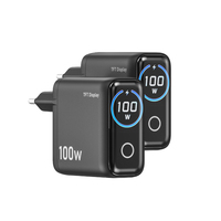 Chargeur GaN 100W 2C1A, chargeur USB C rapide 3 ports avec écran intelligent et commande tactile, chargeur mural PD 100W QC3.0 65W pour ordinateurs portables