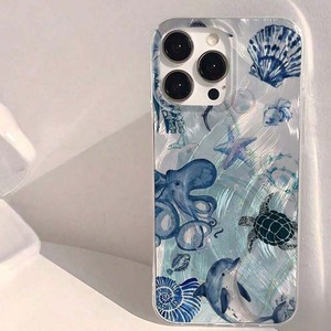 Capa de Telefone Móvel em Seda Prateada com Estampa de Golfinho, Tartaruga Marinha e Polvo para iPhone X, Xr, Xs Max, 11, 12, 13, 14, 15, 16, 17 Air - Product Image 3