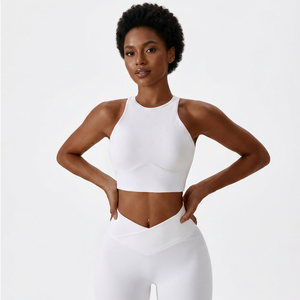 Nouveau débardeur de sport et yoga personnalisé, haute qualité, léger, extensible dans quatre directions, dos nu, côtelé, ajouré, ajusté, haute performance - Product Image 3
