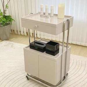 Chariot de salon de collecte d'outils de beauté Chariot de beauté à cadre doré multifonctionnel avec double rangement - Product Image 4