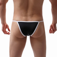 Sous-vêtements pour hommes en nylon sexy, slips de bain taille basse, bord étroit, triangle bombé, respirant, noir et blanc, string