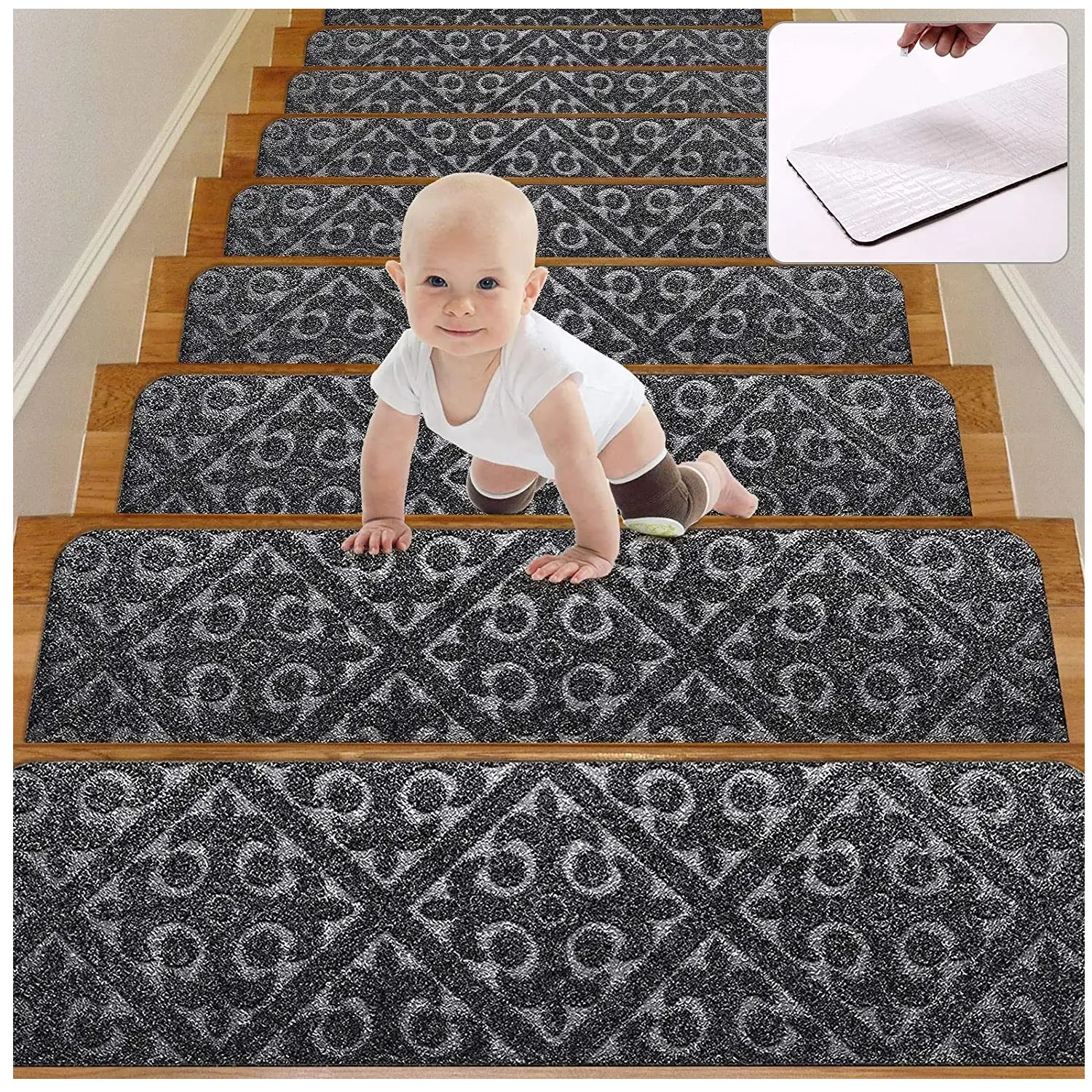Klassischer rutschfester teppich heimbodenmatte innen außen treppenstufen teppich treppenbodenmatten pads für holztreppen selbstklebend