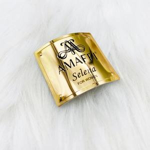 Golden Debossed Curved Aluminum <b>Label</b> <b>Sticker</b> Strong Adhesive Metallic Finish Candles Crafts Industrial Gifting 500pcs - Product Image 1