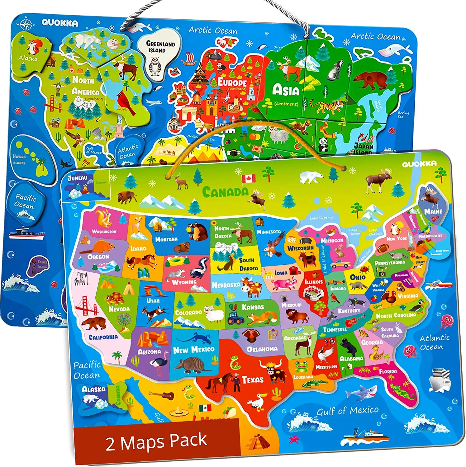 Puzzle magnetici per bambini dai 4 agli 8 anni giochi di viaggio educativi per i più piccoli USA e mappa del mondo giocattoli per l'apprendimento per ragazzo e ragazza 3-5