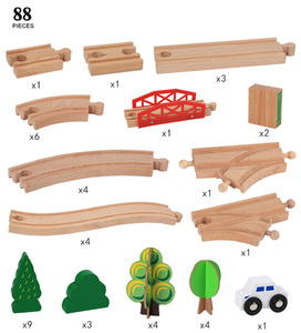 COMMIKI Tren Eléctrico <span class=keywords><strong>Thomas</strong></span> de Madera de Haya para Niños, 88 Piezas, Juguete de Madera para Ensamblar con Doble Vía, Caja de Regalo DIY, Venta al por Mayor - Product Image 5