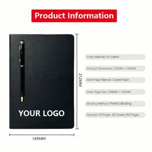 Custom Logo Printed Blue PU Leather Eco Notebook A5 Business Office Stationary Diary Portable Dot Gird <b>Journal</b> With Pen - Product Image 4