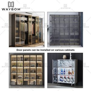 Armoire en verre aluminium gris or moderne, armoire de cuisine, poignée de traction pivotante, cadre de <span class=keywords><strong>porte</strong></span> <span class=keywords><strong>coulissante</strong></span> pour profilé en aluminium - Product Image 6