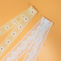 Bon marché, bande de dentelle brodée en maille, passementerie florale élastique en dentelle pour vêtements