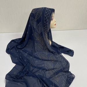 סיטונאי מותאם אישית דפוס פרח עיצוב חם תיקון rhinestone עבור חיג 'אב המוסלמי צעיף - Product Image 5