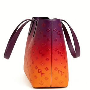Sac fourre-tout en cuir PU violet et <span class=keywords><strong>orange</strong></span> dégradé coucher de soleil pour femme, motif gaufré, grande capacité - Product Image 2