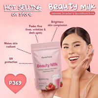 Lait de beauté pour une peau éclatante tendance avec du collagène |   50 000 mg de fraises japonaises |   Boisson éclaircissante pour la peau, naturelle, sans OGM, OEM