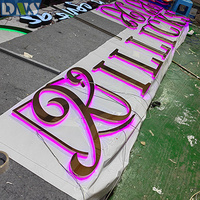 Letrero de negocios con retroiluminación LED de acero inoxidable 3D personalizado para pared frontal de tienda para Letras de canal de empresa