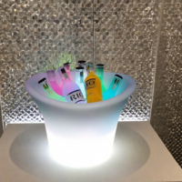 Refroidisseur de table de bar à LED avec logo personnalisé seau à glace transparent et étanche pour la fête de l'hôtel discothèque boisson usine de vin