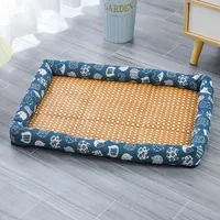 Haute qualité été Cool lin chien chat lit avec motif d'impression couleur personnalisée mode fournitures pour animaux de compagnie Lovoyager lavage à la main