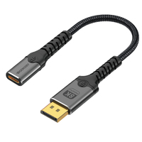 Câble d'extension 8K USB-C vers DisplayPort femelle avec gaine tressée pour projecteur, ordinateur, téléviseur et cartes graphiques - Alimentation incluse