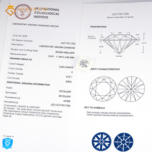 โกลด์ลีฟ โฮลเซลล์ เพชรทรงกลมขนาด 0.5 กะรัต ถึง 10 กะรัต เพชรเลี้ยงในห้องปฏิบัติการ เจียระไนแบบกลม เกรด DEF VVS VS รับรองโดย IGI สำหรับงานแต่งงาน - Product Image 5
