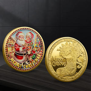 Yeni tasarım noel baba hatıra parası renk kabartma madalyon noel küçük hediye altın ve gümüş kaplama Metal paralar - Product Image 3