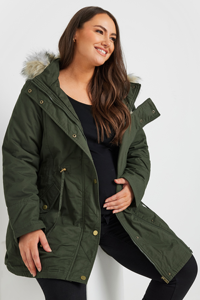 Parka de maternité Bump IT up en vert kaki avec garniture en fourrure, <span class=keywords><strong>manteau</strong></span> de maternité pour femmes, veste d'hiver luxueuse pour l'<span class=keywords><strong>allaitement</strong></span> - Product Image 6