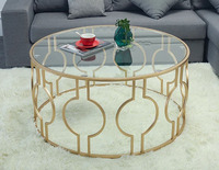 Table à manger contemporaine en verre de luxe avec miroir, en fer forgé doré de style nordique, table basse