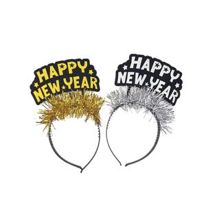 Serre-tête de fête du Nouvel An 2027 avec lettres lumineuses, accessoire photo, élégance dorée, diadème Joyeux Nouvel An - Product Image 1