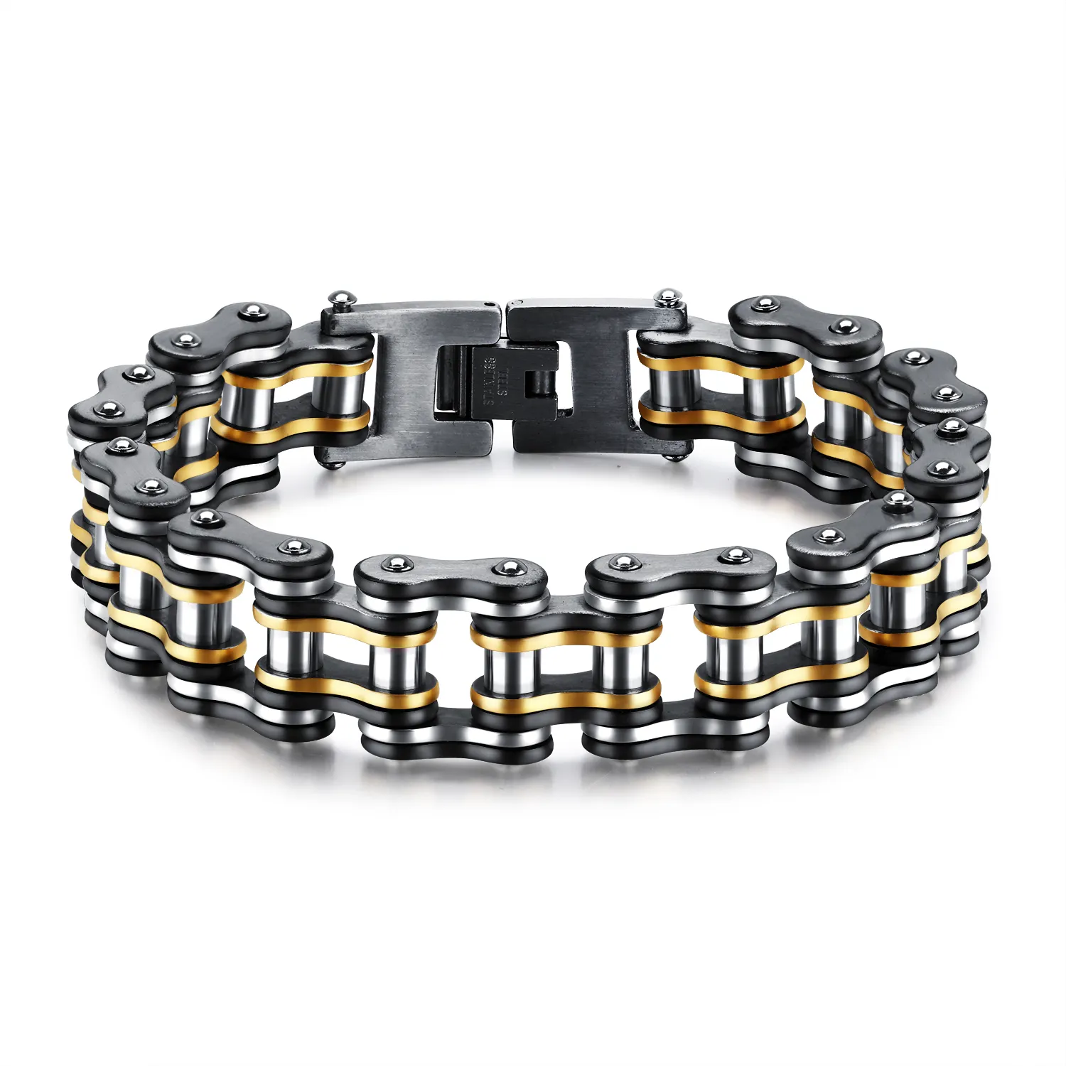 New Designer Biker Stainless Steel Bracelet Heavy Metal Bicycle Biker Motorcycle Link Chain Bracelets for Men Teen Boys