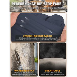Pantalon de travail cargo extensible pour homme, résistant à l'eau, en ripstop, avec 12 poches, idéal pour la randonnée et les activités tactiques - Product Image 4