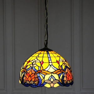 Lámpara Colgante Estilo Tiffany LongHuiJing de 12 Pulgadas, Pantalla de Vidrio de Colores Barroco, Luces de Techo - Product Image 1