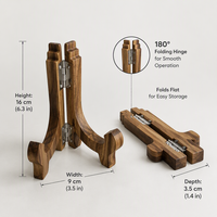 Support de présentation en bois d'acacia, porte-assiettes en bois de noyer avec charnières métalliques