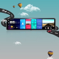 Cámara de Retroceso con Pantalla Táctil de 12 Pulgadas, Android 4G, Doble Lente 1080P, GPS y Detector de Radar