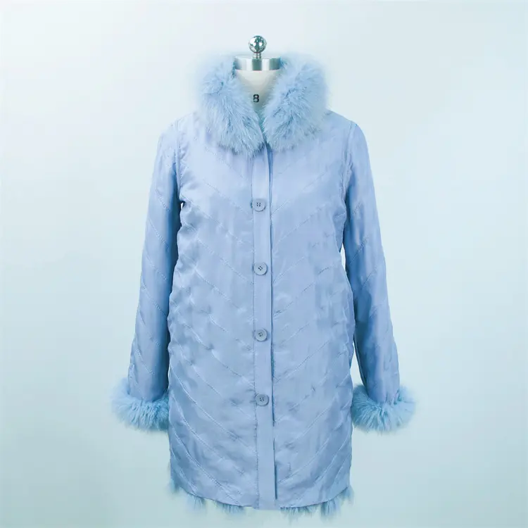 Wholesale Hot Sale Winter Women Warm Lining Silk Real Fox Fur Parka Coats For Ladies