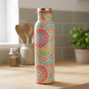 Bohemian Pattern <b>Stainless</b> <b>Steel</b> <b>Water</b> <b>Bottle</b> With Copper Lid Portable Travel Drinkware - Product Image 3