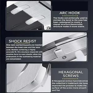Kit de modification de luxe en acier inoxydable avec cadre de lunette en métal et bracelet en caoutchouc pour <span class=keywords><strong>Casio</strong></span> <span class=keywords><strong>G</strong></span>-<span class=keywords><strong>Shock</strong></span> GA2100/GA2110/GAB2100, accessoires et vis - Product Image 4
