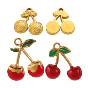 จี้เชอร์รี่เคลือบเงา |   จี้ผลไม้สแตนเลสสตีลชุบทอง 18K PVD สำหรับทำเครื่องประดับ DIY |   กันน้ำและป้องกันการแพ้ - Product Image 6