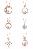 Collier pendentif en or rose 18 carats avec diamant cultivé en laboratoire, collier à double halo en forme de cercle tourbillonnant pour femmes