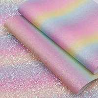 Tissu en cuir PU métallisé gaufré dégradé arc-en-ciel à paillettes scintillantes extensibles pour accessoires de sac, bagages, robes et artisanat décoratif