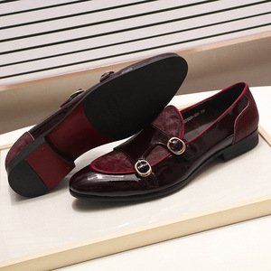 Chaussures en cuir pour hommes, chaussures de soirée pour gentleman, cuir verni avec crin de cheval, chaussures monk haut de gamme à double boucle - Product Image 2