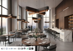 Đèn chùm âm thanh hiện đại với vật nuôi tái chế cảm thấy ánh sáng trắng có thể điều chỉnh cho các thanh cao cấp trong nhà có thể điều chỉnh chiều cao Bảo hành 5 năm - Product Image 2