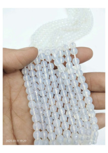 Faceted Opalite diamond cut Stone Opal Beads for DIY Jewelry Necklace <b>Bracelet</b> Making Mirani Agate From Rajasthan Love Theme - Product Image 2