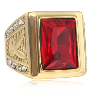 Men's Gold Square Stone <b>Ring</b> With Green Gemstone Everyday Wear Jewelry - Product Image 5