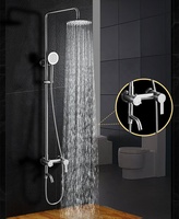 Ensemble de douche à main YIDA en acier inoxydable avec cartouche céramique à poignée unique, jets massage/jet direct/pause, pour usage hôtelier, robinet de salle de bain