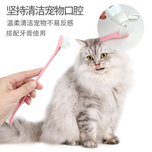 Pet Double-<b>Head</b> <b>Toothbrush</b> Soft Bristles Nylon For Dog Oral Care Home Use - Product Image 2
