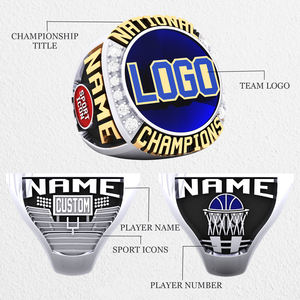 โรงงานซีไลรับผลิตแหวนแชมป์แบบกำหนดเองพร้อมโลโก้ของคุณ แหวนรักบี้ บาสเกตบอล เบสบอล ทำจากโลหะผสม และเครื่องประดับกีฬาสำหรับทุกเพศ - Product Image 3