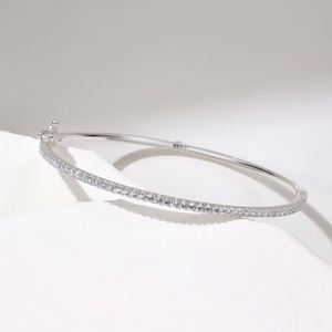 Dylam Dainty 925 Sterling <b>Silver</b> Rhodium Plated 1.5mm 5A Grade Cubic Zirconia Tennis Eternity Fine Jewelry <b>Bracelet</b> <b>Bangle</b> - Product Image 6