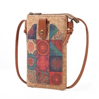 Venta al por mayor personalizada Bolso bandolera mini de corcho Patrón mandala Correa ajustable Bolso para móvil para mujer Bols