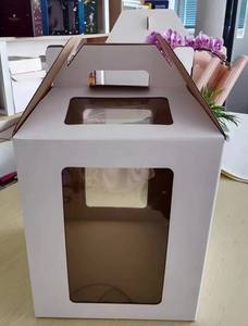 Portador de pasteles desechable con ventana 10 12 14 16 pulgadas, cajas de pastel altas con mango, caja de pastel de boda de cumpleaños de <span class=keywords><strong>2</strong></span> niveles de calidad fuerte - Product Image 5