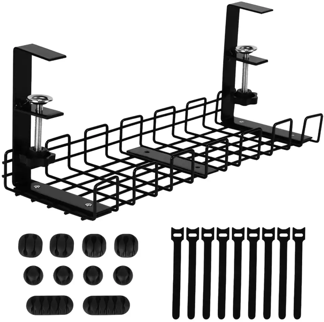 Cable Organize Folding Home Office Computer Metal Power Strip Holders Cord Organize Wire Racks Under Desk Cable Management Tray
