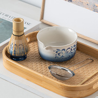 Ensemble de fouets à matcha Astief en céramique avec logo personnalisé, kit de cérémonie du thé, bol à matcha, fouet bleu et blanc, ensemble de thé japonais