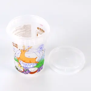 Tina de helado de plástico para llevar de grado alimenticio 500ml IML PP con tapa